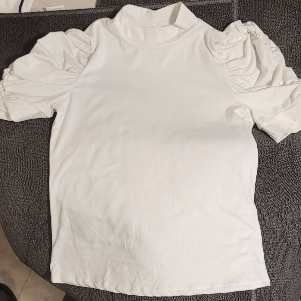 Fashion Nova Ribbed Sleeve Top White